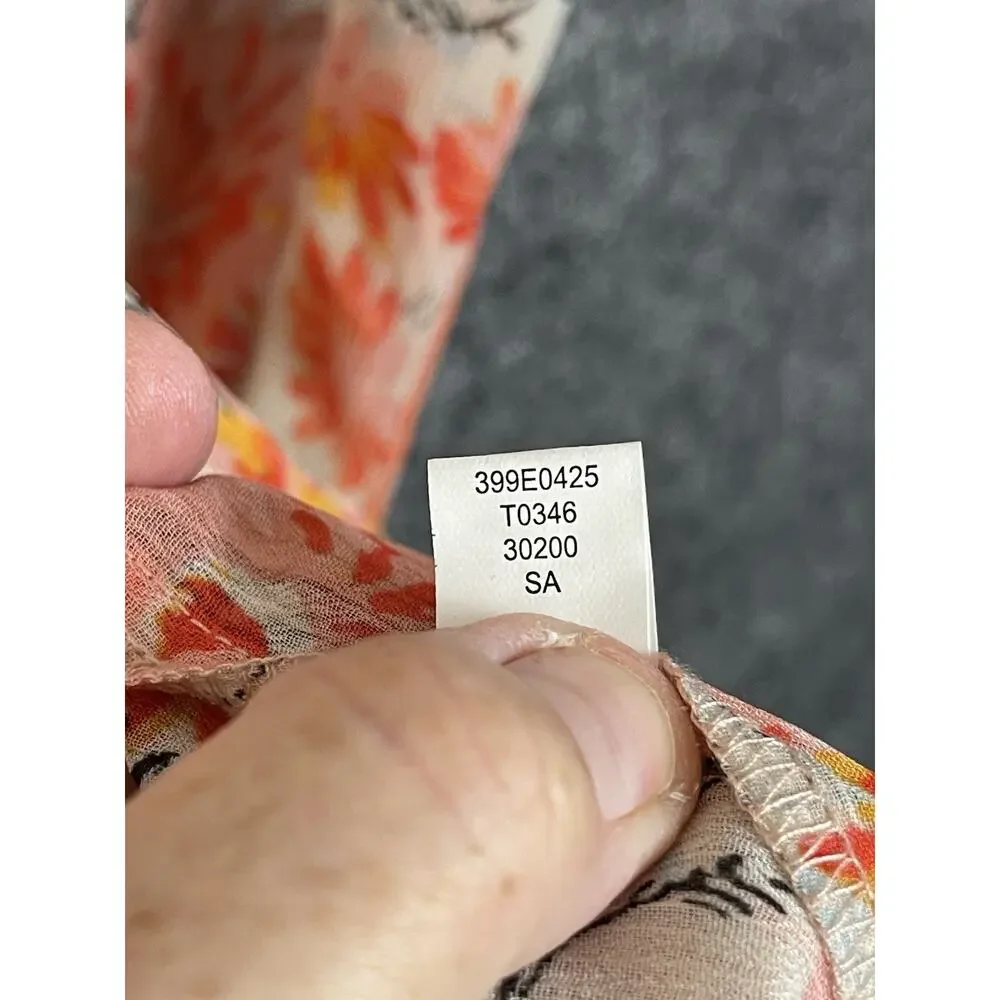 American Rag Duster Cover-Up Vest Size Small Peach Black Floral Print‎